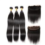 Paquets de cheveux vierges  lisses et droits  avec lace 13*4