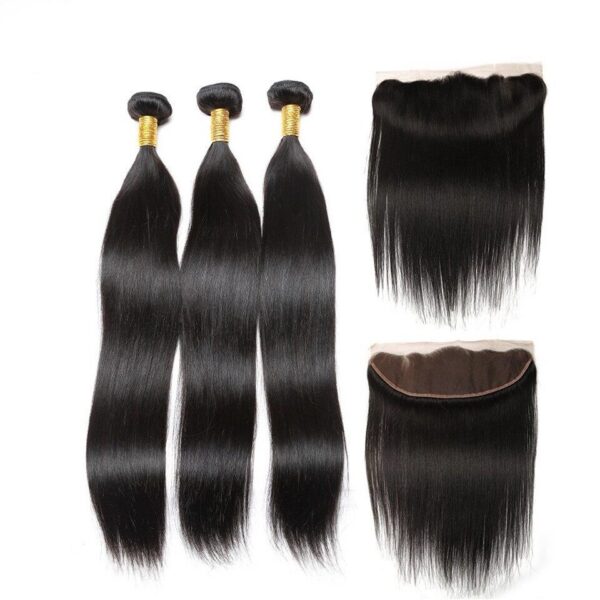 Paquets de cheveux vierges  lisses et droits  avec lace 13*4