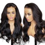 Perruques Cheveux  vierges  avec boucles en vague et une lace 13*4