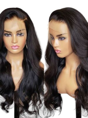 Perruques Cheveux  vierges  avec boucles en vague et une lace 13*4