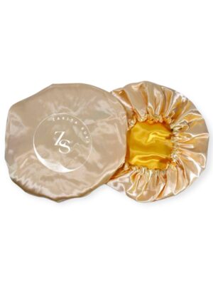 Bonnet en satin dorée doublé