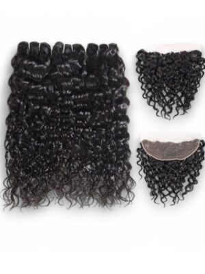 Paquets de cheveux crus bouclés avec une lace 13*4